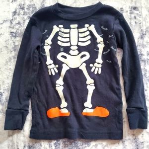 Carter's toddler Skeleton Shirt Size 18m black long sleeve crew tee Halloween